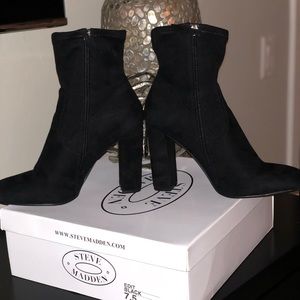 Steve Madden Black Suede High Ankle Bootie
